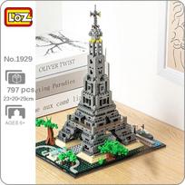LOZ 1929 Pasaulio architektūra Paryžiaus Eifelio bokšto fontanas Kvadratinis medis Laivas „Pasidaryk pats“ Mini blokai, plytos, statybinis žaislas vaikams, be dėžutės gray