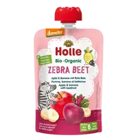 Ekologiška obuolių, bananų ir burokėlių tyrelė, be pridėtinio cukraus | HOLLE (100 g)