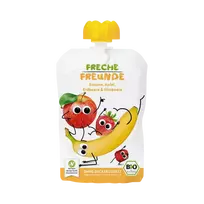 Ekologiška obuolių, bananų ir braškių tyrelė, be glitimo | FRECHE FREUNDE (100 g)