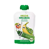 Ekologiška obuolių, bananų, agurkų ir špinatų tyrelė, be glitimo | FRECHE FREUNDE (100 g)