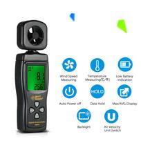 SMART SENSOR mini anemometras LCD skaitmeninis vėjo greičio matuoklis oro greičio temperatūros matavimas juoda