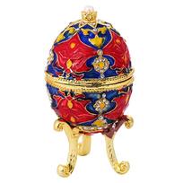 Raudono emalio Faberge Velykinių kiaušinių papuošalų dėžutė Vestuvinio žiedo laikymo konteineris 5 x 10cm raudona