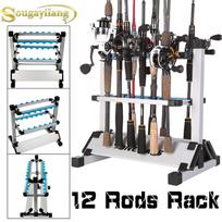 Meškerės laikiklis, metalinis, aliuminio, nešiojamasis meškerės laikiklis, skirtas visų tipų meškerių laikymui Fishing Rod Rack