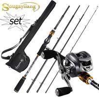 Meškerės ritė ir krepšys Kelioniniai žūklės kotai 11+1 BB Baitcasting Ritė gėlavandenių ešerių karpių žvejyba 1.8M Rod&Reel Left Hand