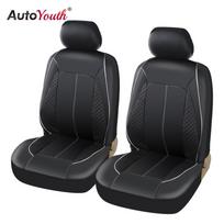 AUTOYOUTH 2PCS prabangūs PU odiniai automobilio sėdynių užvalkalai, suderinami su toyota lada oro pagalve Universal juoda