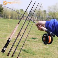 4 dalių lengvoji muselinė meškerė Žvejybos kotai Nešiojami museline meškere. fly fishing rod