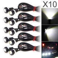 10 vnt 9W baltas 6000K Eagle Eye 18MM 5730 Chip Automobilio rūko žibintas DRL lemputė Atbulinės eigos atsarginis stovėjimo signalas