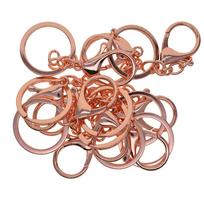 10 sets 68mm keychians large Lobster Clasp Clip Key Ring flat Split 30mm rožinio aukso spalvos