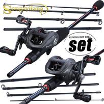 Meškerės ritės rinkinys 5 sekcijų Kelioninė meškerė su 12+1BB Baitcasting Reel Bass Fishing 1.8M Rod&Reel Right Hand