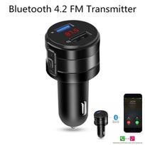 Laisvų rankų įranga Bluetooth 4.2 FM siųstuvas moduliatorius automobilinis įkroviklis 3.1A dvigubas USB adapteris automobilinis MP3 grotuvas belaidis garso imtuvas juodas