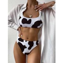 Moteriškas maudymosi kostiumėlis aukštu juosmeniu maudymosi kostiumėlis Push Up maudymosi kostiumėlis Paplūdimio maudymosi kostiumėlis moterims bikinis S balta