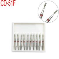 10 vnt. Deimantinės dantų kapos Diamond FG didelės spartos, skirtos poliruoti ir išlyginti dantų kapos 1,6 mm CD-51F