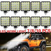 48W kvadratinis LED darbinis žibintas 12V 24V visureigis mini kvadratinis 16 žibintų pagalbinis šviesos prožektorius 7PCS juoda