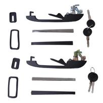 Priekinės kairės ir dešinės išorinių durų rankenos ir 2 VW Golf MK1 MK2 raktai black