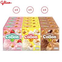 Glico Collon, grietinėlės ir šokolado bei braškių skonio (Sausainių ritinėlis) 54 g, Viso 12 vnt - Thai Snack 54 g x 12 pcs