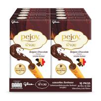 Glico Pocky Pejoy Belgiško šokolado skonio, Cookie Stick su šokolado skonio kremas, 39 g. x 10 vnt - Thai Snack 39 g x 10 pcs