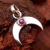 Reiki pakabukas, sidabrinis pakabukas, mėnulio pakabukas, ametisto pakabukas 925 sterlingų sidabro papuošalai, Motinos dienos dovana, brangakmenių pakabukas violetinė