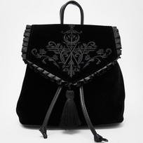 Tamsi Harajuku Velvet kuprinė Moteriška Gotikinė Magija Siuvinėjimas Juoda panko stiliaus moteriška kuprinė Kelioniniai krepšiai Pečių krepšiai juoda