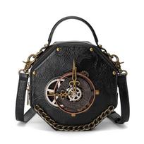 „Steampunk“ maži pečių krepšiai moterims „Crossbody Vintage Rivet Top Handle Bags“ supakuokite rankines Puikios kokybės juodos spalvos juoda
