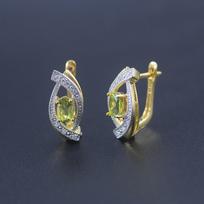Natūralūs Peridot užsegami auskarai, solidūs 925 sterlingų sidabro geltono aukso brangakmeniai, puikūs papuošalai moterims, mergaičių tendencija S žalia