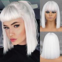 MERISIHAIR trumpas baltas pilkas perukas moteriai su kirpčiukais Moteriškas Anime aukštos temperatūros pluošto sintetinis Cosplay perukas Lolita China