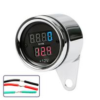 1vnt motociklo LED tachometro skaitmeninis voltmetro tachometro matuoklis 12V motociklo metalinis odometro spidometras