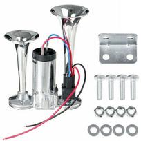 150DB automobilio garso signalas, elektrinis garsiakalbis, dvigubas trimetas, elektrinis garso signalas, 12 V su rele automobiliui sidabras
