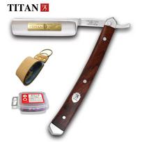 Titan Straight Razor Medinė rankena Rankų darbo nerūdijančio plieno ašmenų vyriškas skustuvas