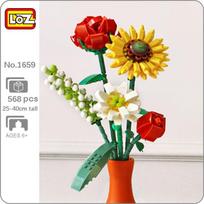 LOZ 1659 Amžinų gėlių žolės augalas saulėgrąžos rožė Šafranas Hypericum 3D modelis Mini kaladėlės, plytos, statybinis žaislas vaikams be dėžutės