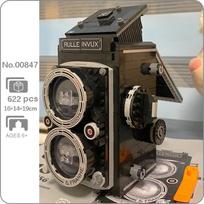 00847 Juodas rankomis valdomas retro skaitmeninis SLR fotoaparatas, vaizdo aparato modelis, mini blokeliai, plytos, statybinis žaislas vaikams, be dėžutės