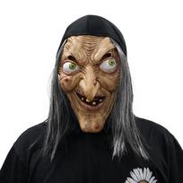 Suaugusiesiems skirtos bjaurios senos raganos latekso kaukės su peruku, baisios moters Helovino Cosplay kostiumo priedai juoda