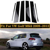 6 vnt Automobilio lango statramsčio stulpeliai, durų apdailos dangtelio lipdukai Lipdukai, tinkantys VW Golf MK6 2009-2012 išorės priedai gray