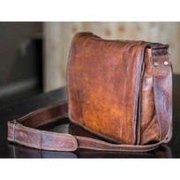 Odinis vintage ruda vyriškas Messenger pečių nešiojamojo kompiuterio krepšys, vyriškas ožkos portfelis 9x11x4 ruda