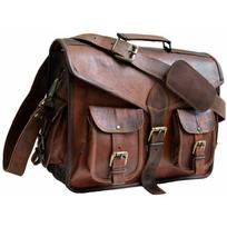 Naujas vyriškos tikros ožkos odos vintage ruda „Messenger“ nešiojamojo kompiuterio krepšio portfelis. Dydis 11x15x4 11 X 15 X 4 ruda