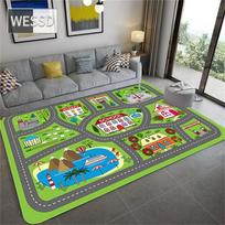 Animacinių filmų eismo takelio kilimas vaikų kambariui Nordic mielas žaidimų kilimas vaikams Minkštas flanelinis kilimėlis prie lovos miegamasis Neslystantis 40x60cm 1pcs
