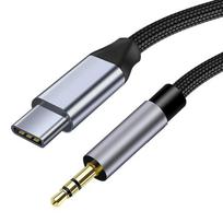 GIMIRO USB C iki 3,5 mm garso Aux lizdo kabelis [1,5 M ] Aux to USB C garso laidas, skirtas automobiliniam setero, ausinėms, telefonui pilka spalva