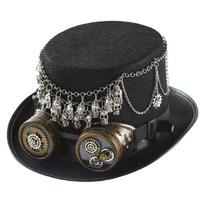 „Steampunk“ kepurė „Steampunk“ viršutinės kepurės vyrams su akiniais „Steampunk“ laiko keliautojų kepurė „steampunk“ priedai Helovino vakarėlis juoda