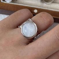 Foxanry Moonstone žiedas moterims Poroms Mada Minimalistinis Perdėtas jubiliejus Papuošalai Aksesuarai Dovanos 17mm sidabras