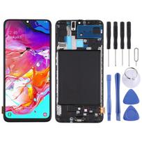 TFT LCD ekranas, skirtas Samsung Galaxy A70 skaitmeniniam įrenginiui, visas komplektas su rėmeliu, nepalaiko pirštų atspaudų identifikavimo juoda