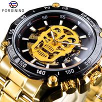 „Forsining“ vyriškas „Hollow Out Night Glow Skeleton“ mechaninis laikrodis yellow