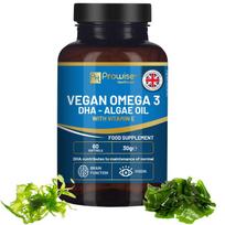 Prowise Vegan Omega-3 DHA iš dumblių aliejaus | 60 minkštųjų gelių su vitaminu E | 400 mg DHR + 10 mg vitamino E