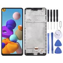 OEM skystųjų kristalų ekranas, skirtas Samsung Galaxy A21s / SM-A217 skaitmenintuvui, visas komplektas su rėmeliu (Juoda) juoda