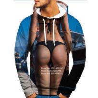 Sexy Hot Beauty 3D Hoodie Man Bikini Printing Megztiniai Humoras Juokingi marškinėliai Harajuku megztinis S beige