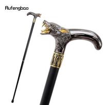 Auksinė juodojo vilko galva, kandžiojanti lazdelę, madinga dekoratyvinė lazda Gentleman Elegant Cosplay lazdelės rankenėlė Crosier 93 cm juoda