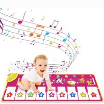 Muzikinis fortepijono kilimėlis, mažų vaikų muzikinė grindų klaviatūra šokių kilimėlis su 8 skirtingais gyvūnų garsais, ankstyvojo mokymosi mokomieji žaislai kūdikiams 100x36cm rožinė