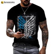 Nauji Summer Attack on Titan 3D Print Vyriški marškinėliai Madingi Madingi marškinėliai Populiariausi Anime Attack on Titan Per dideli marškinėliai S