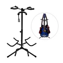 Reguliuojamas kelių gitarų stovas, 3 laikikliai styginių instrumentų stovo ant grindų akustiniam laikikliui juoda