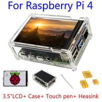 Raspberry Pi 4 LCD ekranas 3,5  jutiklinis ekranas + akrilo korpuso dėžutė + radiatorius + jutiklinis rašiklis Full Set