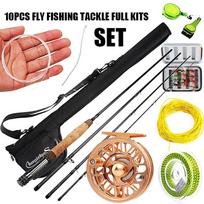 Muselinės žūklės rinkinys Muselinės žūklės kotas ir 5/6 muselinė ritė su įrankio krepšiu Nešiojama kelioninė žvejyba 10pcs full kits