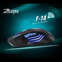 ZELOTES F14 LED optinė kompiuterio pelė belaidė 2.4G 2400 DPI 7 mygtukų belaidė žaidimų pelė